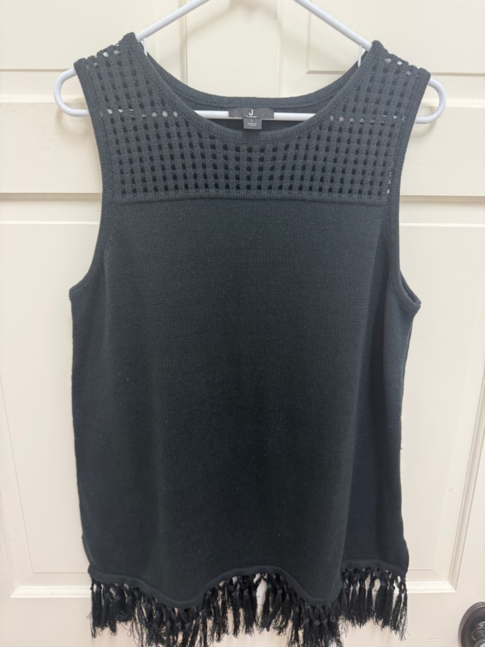 Jason Wu Sleeveless Black Fringe Knit Top